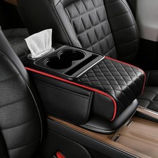 Center Console Armrest Cover For Universal Cars Waterproof Black-red Color