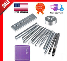 Worldity 14Pcs Rivet Setter, Leather Die Punch Snap Kit, Stainless Steel Rivet