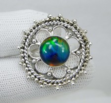 Natural 39.05 Ct Rainbow Fire Aurora Opal Ring 925 Sterling Silver