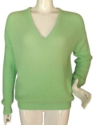 LILLY PULITZER Sweater, M, Kasmina, V-neck, Lime Green, Ribbed texture, Long slv