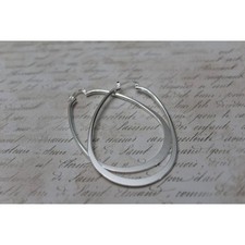 New Very Large Oval Hoop Earrings Sterling Silver 925 E80