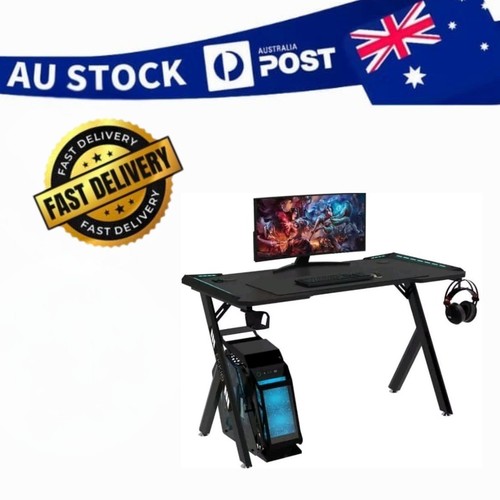 Ekkio 100cm RGB Gaming Desk with LED Lights, Carbon Fibre Texture, Anti-Slip - Picture 1 of 5