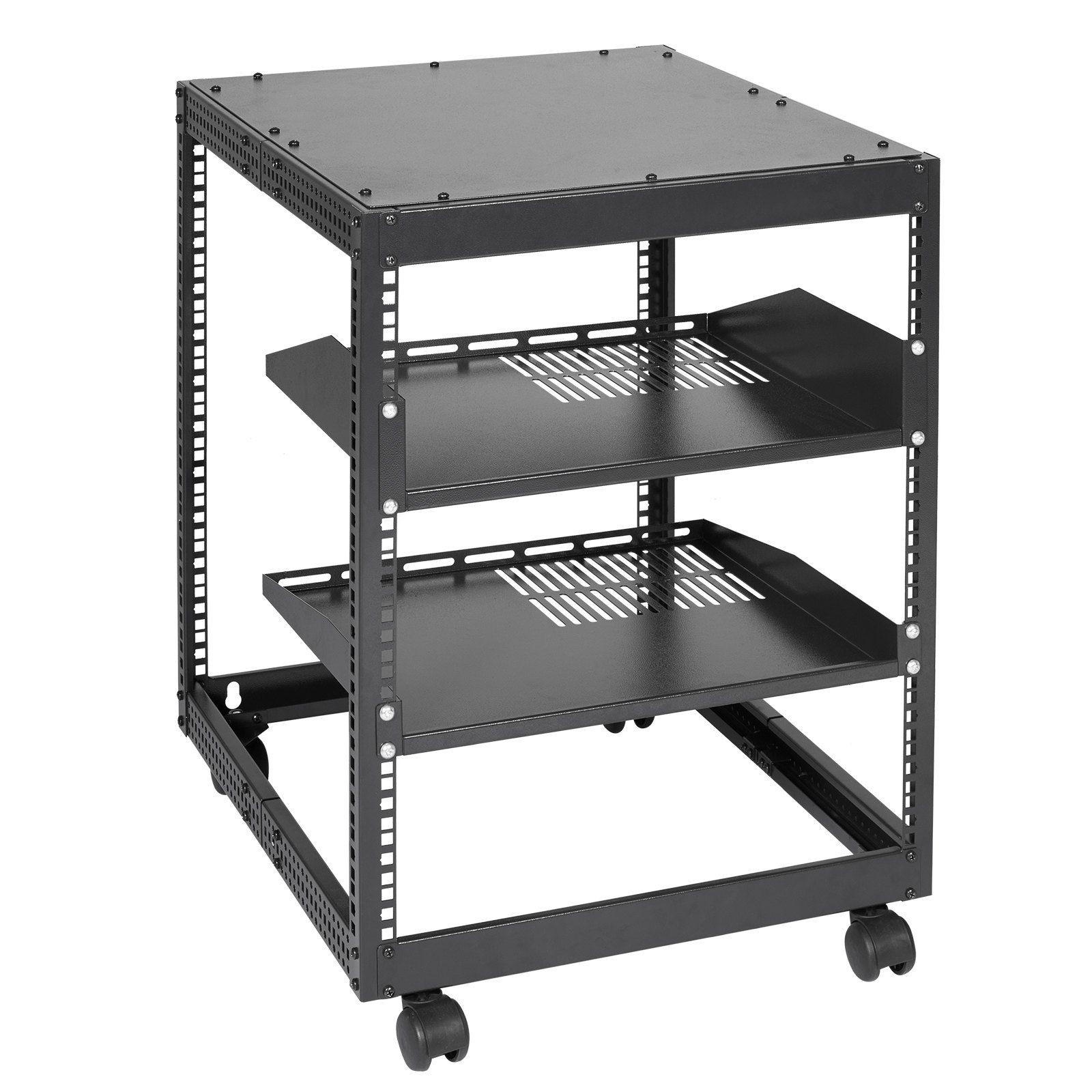 12U Server Cabinet 23-40in Depth Open Frame 500lb Load Capacity