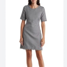 NWOT Tahari ASL Houndstooth Short Sleeve Sheath dress in black and white