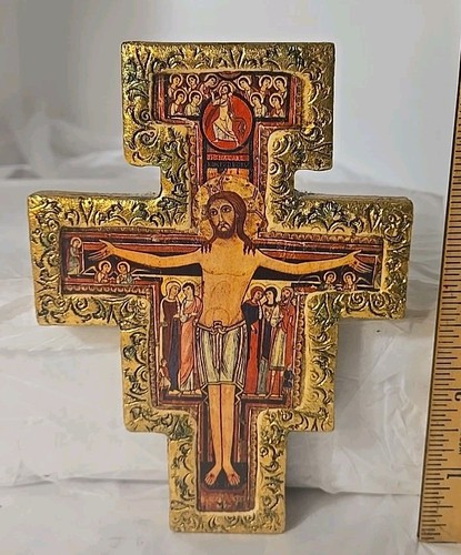 Vtg Italian Florentine Gold Gilt Wood Jesus Cross CRUCIFIX Christian Religous - Picture 2 of 7