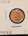 1904 indian head penny cent BU