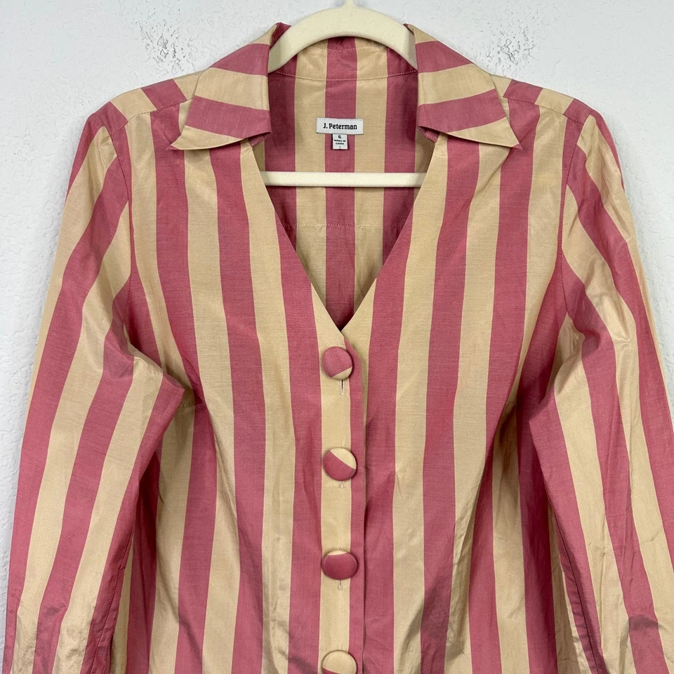 Camisa J. Peterman Mujer 6 Rosa Beige Mezcla Seda Preppy Femenina Retro Ecléctica Foto 3 de 4