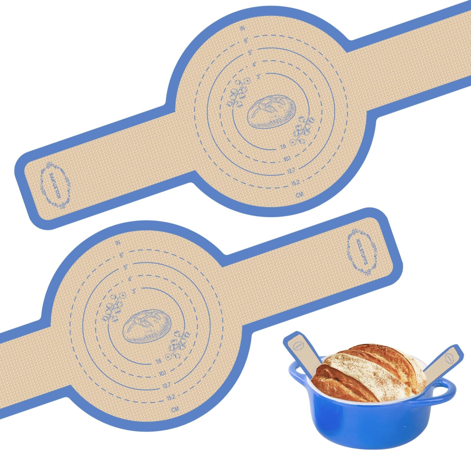 Silicone Bread Sling for Dutch Oven, Sourdough 2pcs Round, Dark Blue