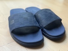 Louis Vuitton Blue Damier Embossed Rubber Waterfront Flat Slides Size 43 UK9