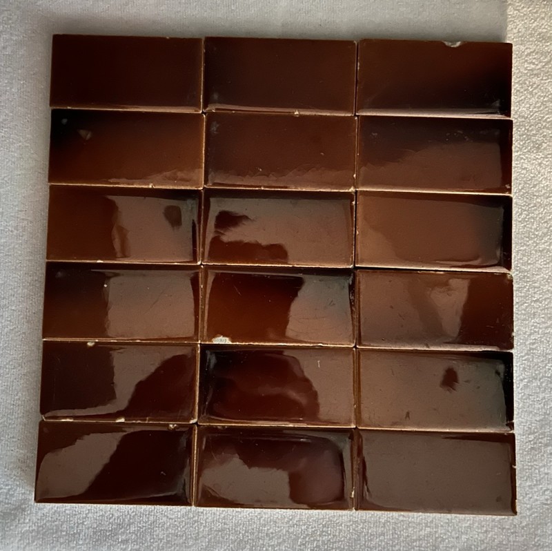 Lot Of 18 Antique Old Bridge Victorian Fireplace / Field Tiles 3x1.5 Dark Brown