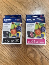 Brother lc61 ink cartridges, Black and Magenta, Expired 2013