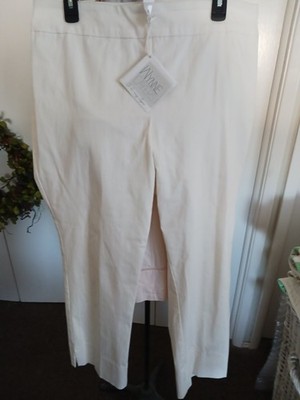 MARLA WYNNE FLATTER-FIT PANTS, CLOUD/WHITE, 18 W PETITE NWT, PLUS STRETCH
