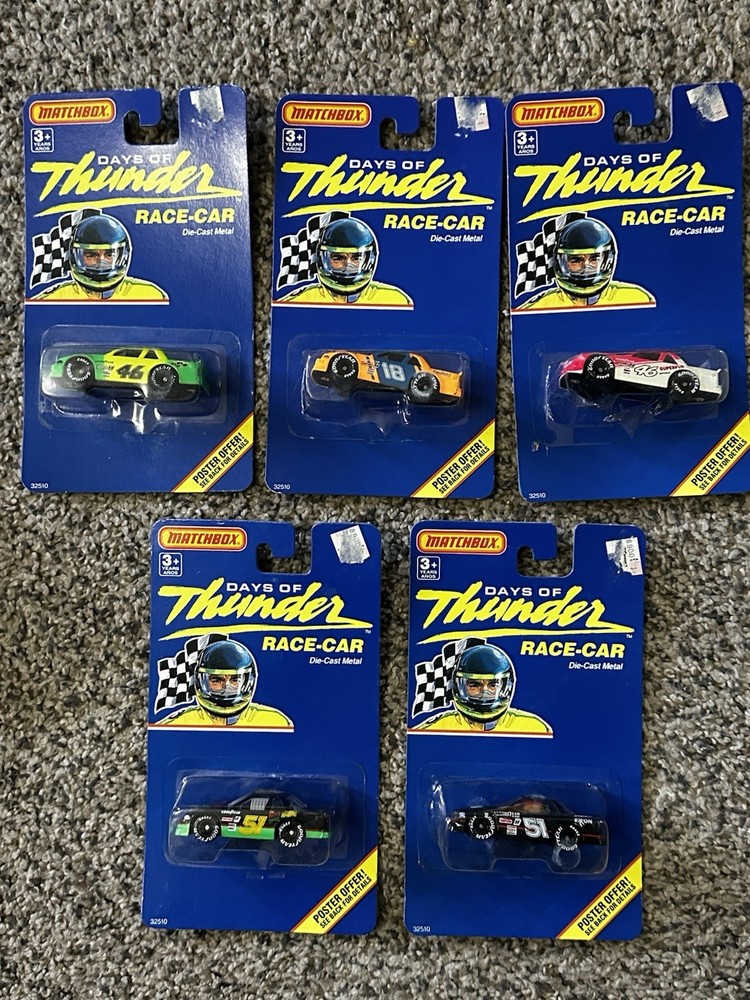 Vintage 90s Days of Thunder Matchbox NASCAR Die-Cast Metal 5-Piece Set