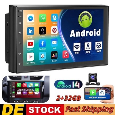 Android 14 Autoradio 2 DIN 2+32G Carplay 7 Zoll GPS NAVI RDS Bluetooth WIFI DHL