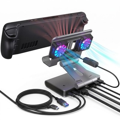 6-in-1 Gaming Docking Station, Built-in Cooling Fan & RGB Light, 4K@60Hz HDMI...