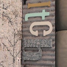 Multicolor Metal and Wood Vertical Letter Wall Sign Plaque, Ready To Hang