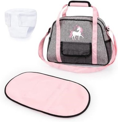 Bayer Design Nursery Doll Bag Set Unicorn Grey Pink Accessories Changing Mat NEW