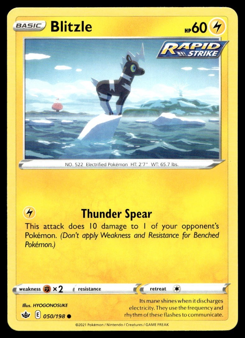 Blitzle 50/198 Pokemon Card Chilling Reign Common 60 HP Lightly Played TM