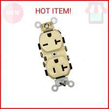 Leviton 20 Amp, 125/250 Volt, Narrow Body Duplex Receptacle, Straight Blade, Com