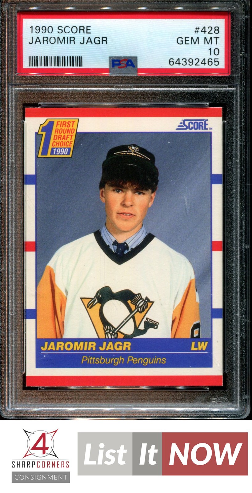 1990 SCORE #428 JAROMIR JAGR RC PENGUINS PSA 10
