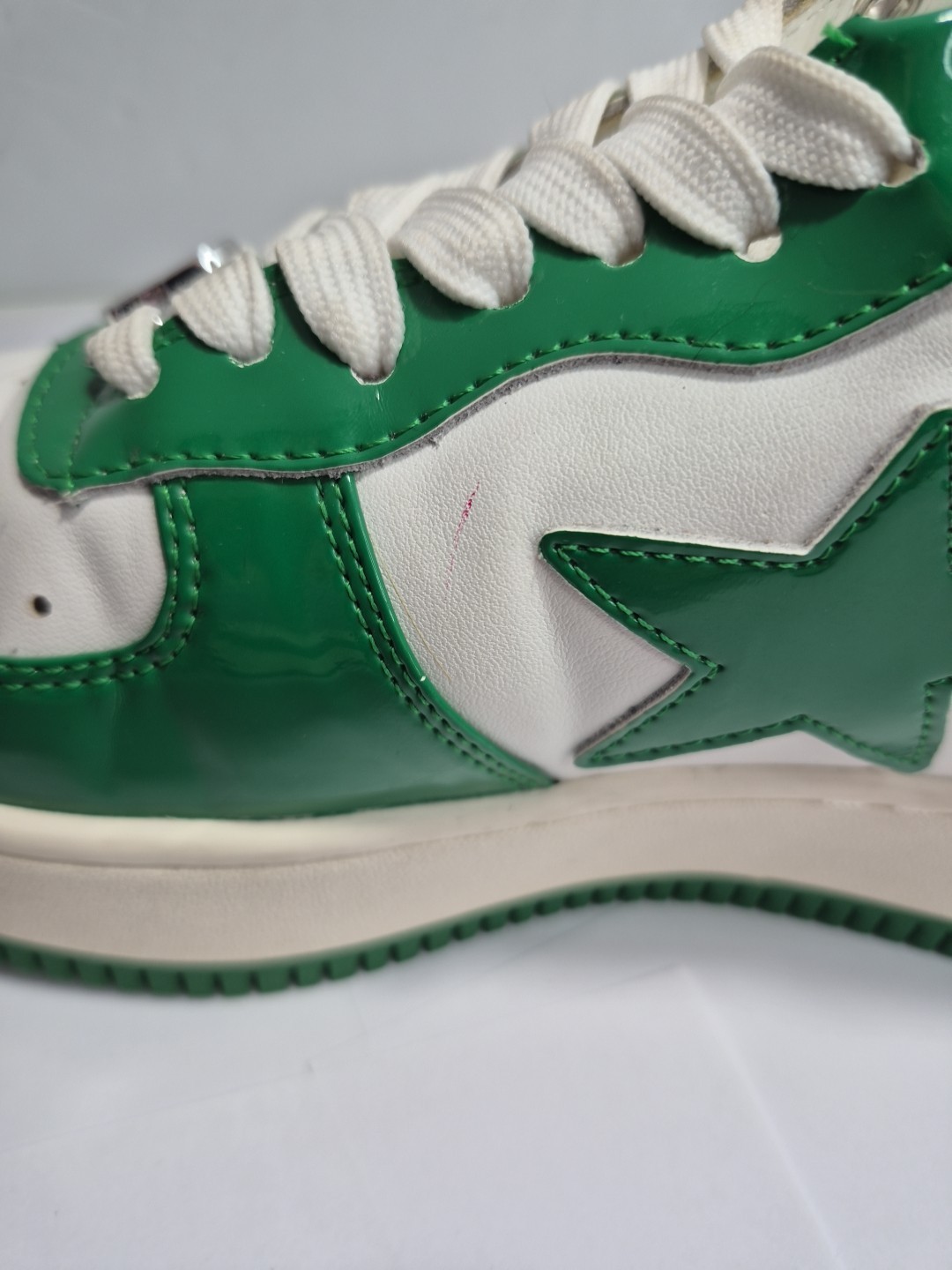 Bathing Ape Bape StaPatent Leather Green White US Mens Sz 6 Bapesta Green  - thumbnail 7