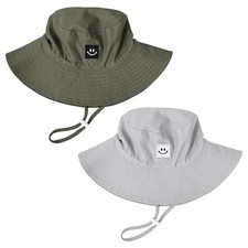 Baby Toddler Sun Hat,Kids Summer UPF 50 Foldable 2-4T Grey  Army Green 2pcs