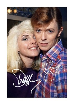 Debbie Harry with David Bowie Repro signatures A4 mounted poster Choice of frame