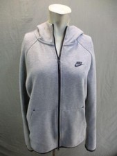Nike Size M Womens Gray Performance Long Sleeve Full Zip Cotton Hoodie 1Y877