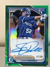 2024 1st Bowman Chrome Stone Russell Auto Green or Base You Pick /99 Royals