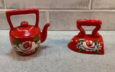 Vintage Canalware By Anne Bayston Ceramic Ornamental Tea Pot and Iron *