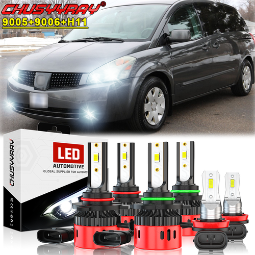 Combo de faros LED + faros antiniebla 6000K para Nissan Quest 2004-2009 - Imagen 1 de 10