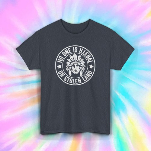 No One Is Illegal on Stolen Land Native Rights Statement Tee S-5XL - 第 9/11 張圖片