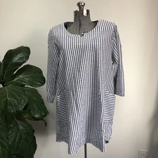 NEW With Tags Tulip Clothing Paloma Tunic Striped Cotton Seersucker Med $100
