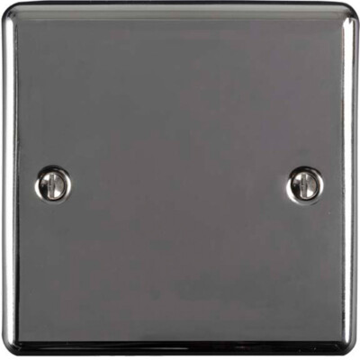 Single BLACK NICKEL Blanking Chassis Plate Round Edged Wall Box Hole Cover Cap