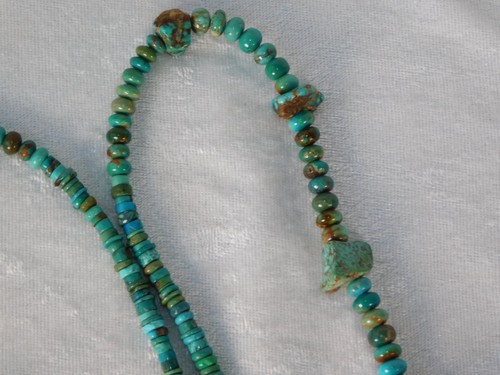 Vintage Pawn Navajo Heishi Royston Turquoise Sterling Bead Necklace 32" 100gs - Picture 13 of 16