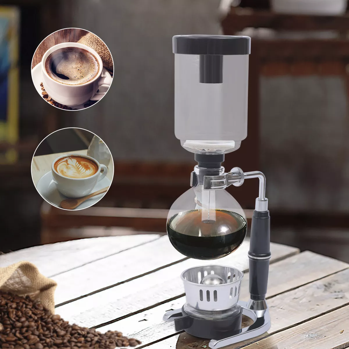 Japanese Style Siphon Coffee Maker Tea Siphon Pot Vacuum Coffeemaker Glass  Type Coffee Machine Filter