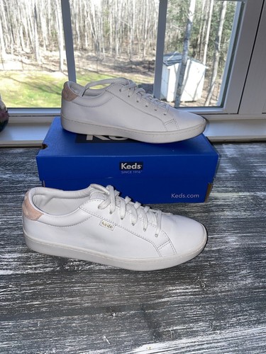 Keds Ace Leather White Blush Womens Sneaker Size 8