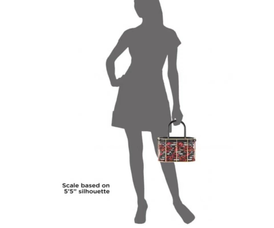 Charlotte Olympia Red Rose Detail Black White Stripe Cage Tote - Image 4 of 4