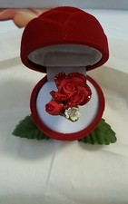 Sterling Silver and Red Resin Flower adjustable size 6-9