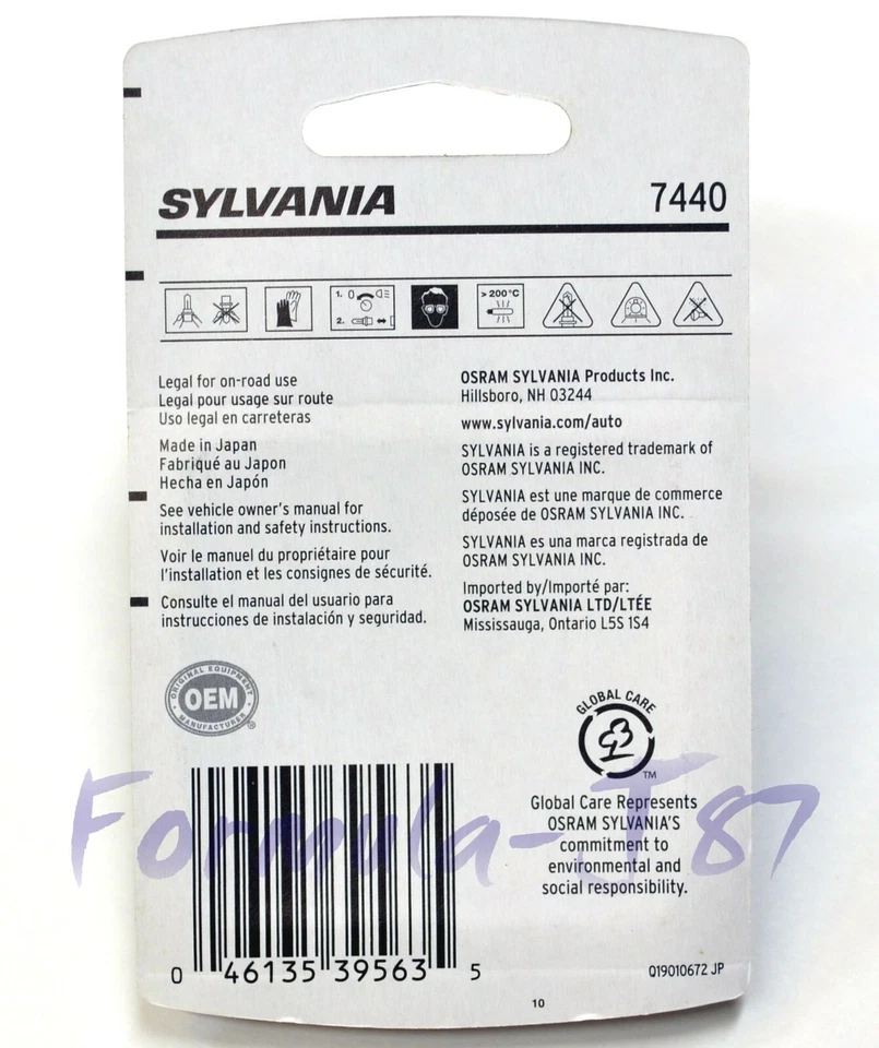 Sylvania Basic 7440 25W Dos Bombillas Luz de Señal de Giro Trasera Reemplazar Lámpara de Stock OE Foto 2 de 4