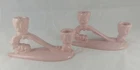 Haeger Vintage Art Deco Pottery Muted Pink 7" x 4" Candle Holders, Mid Century