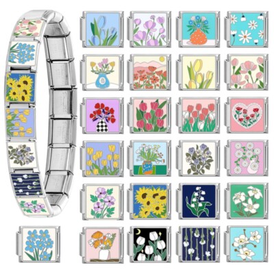 Italian Charms Fits All 9mm Italian Modular Bracelets Jewelry Tuilp Charms