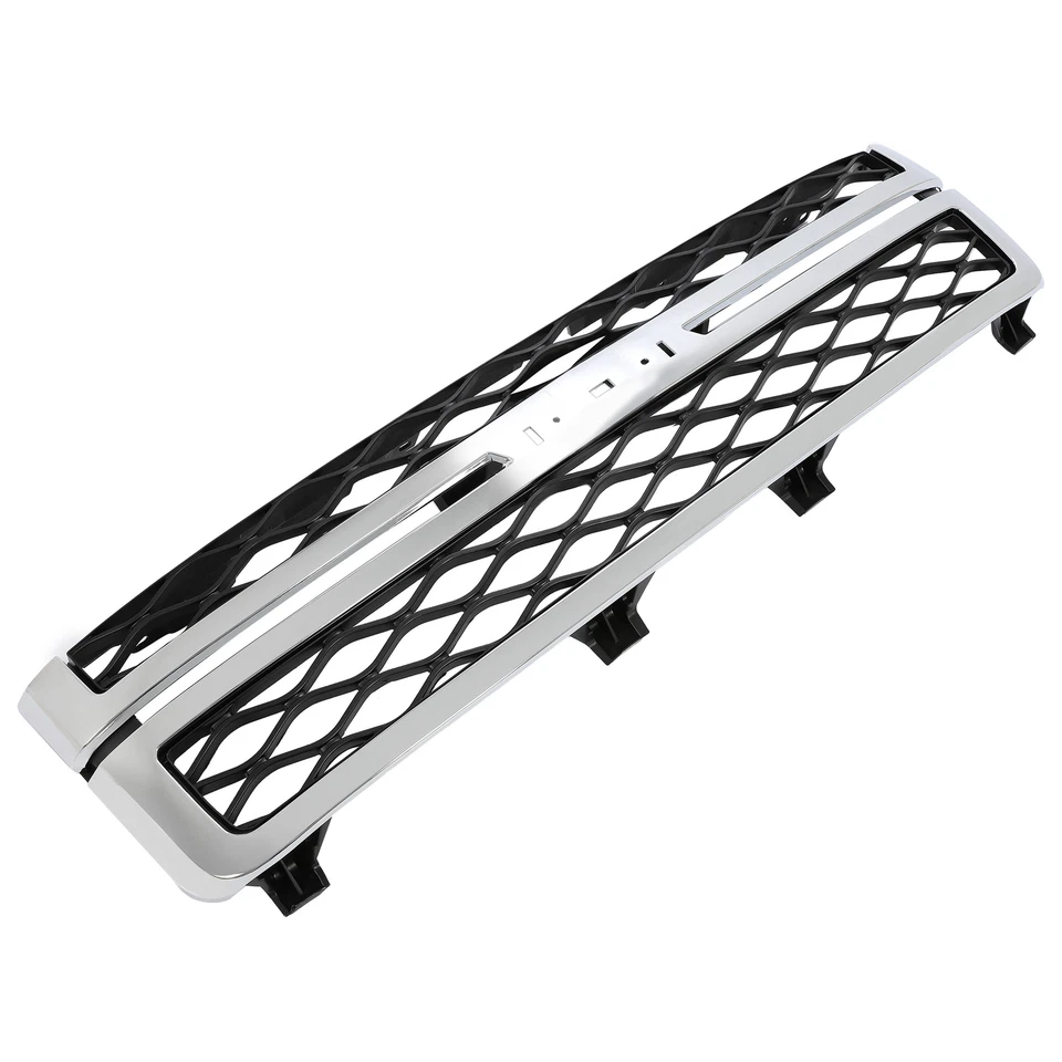 Front Grille For 2011-2014 Chevrolet Silverado 2500 3500 HD Black and Chrome - Image 4 of 4