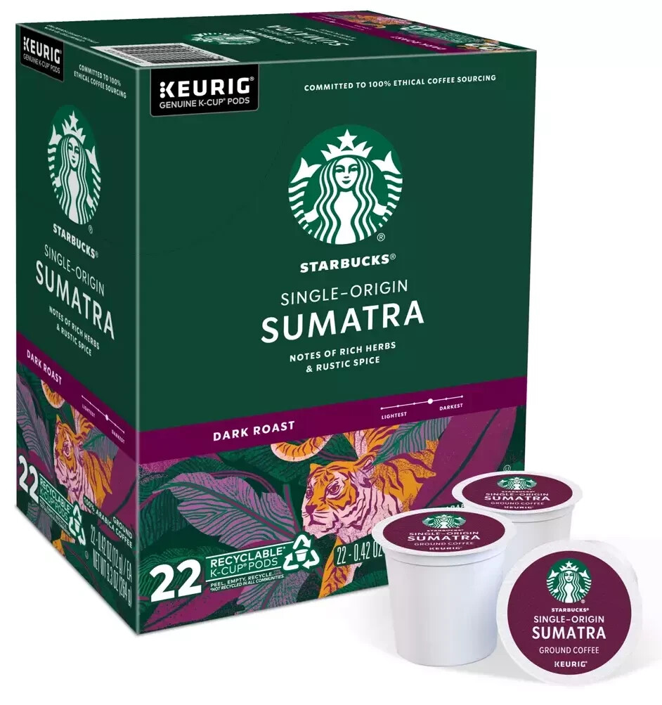 Starbucks Sumatra Coffee 16 to 96 Count Keurig K cup Pods Pick Any
