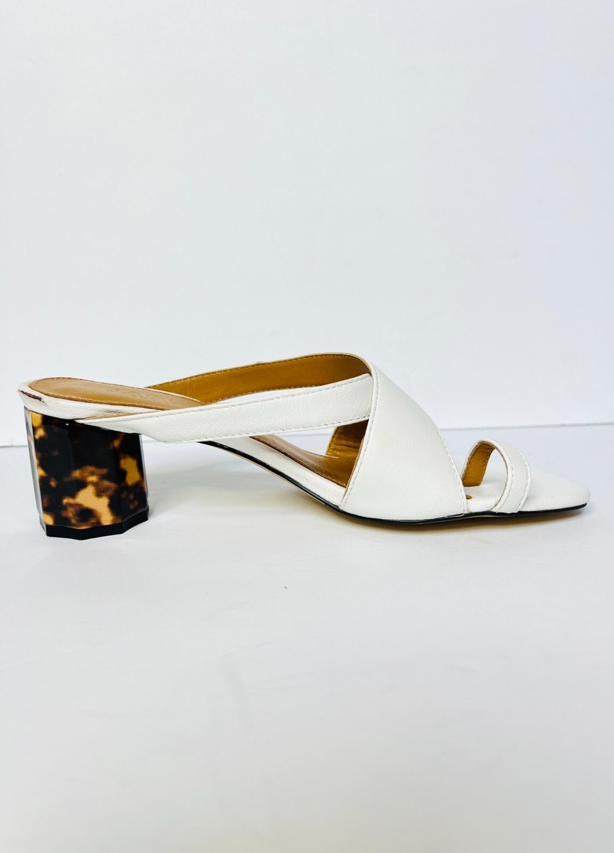 REVOLVE Jaggar White Ivory Leather Tortoise Shell Heel Sandals