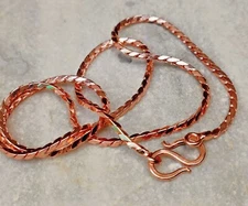 100% Pure Copper Chain necklace Pure Copper Wheat chain For Unisex Size 14 to 36