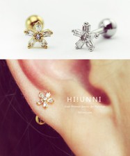 16g flower cartilage earring, helix earring, conch tragus ear stud labret 1pc