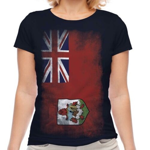 Bermudas Descolorido Bandera Mujer Camiseta Top Bermudian Fútbol Bermudan Regalo