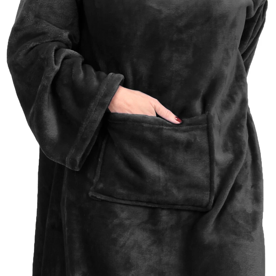 Sherpa Manta Usable de Vellón con Mangas y Bolsillo Cálida para Mujer y Hombre Foto 4 de 4