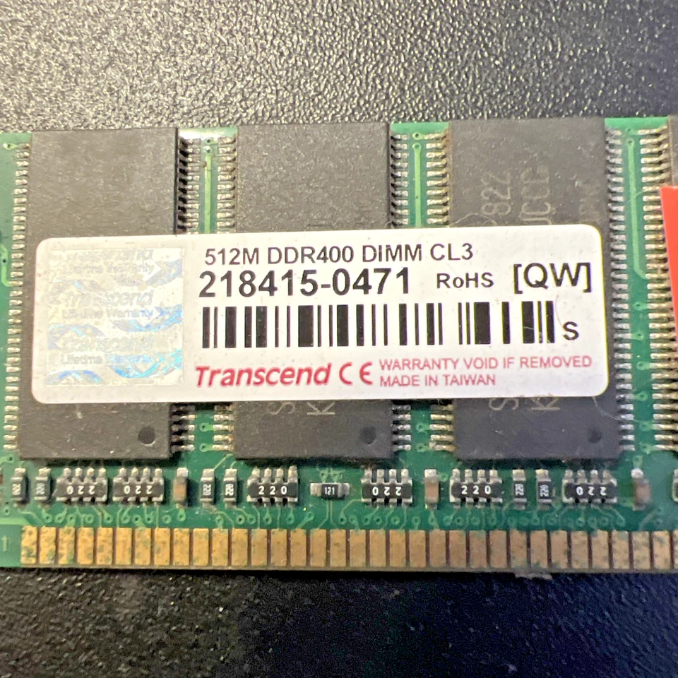 Módulo de memoria Transcend 512 MB DDR 400 CL3 PC3200 Foto 2 de 3
